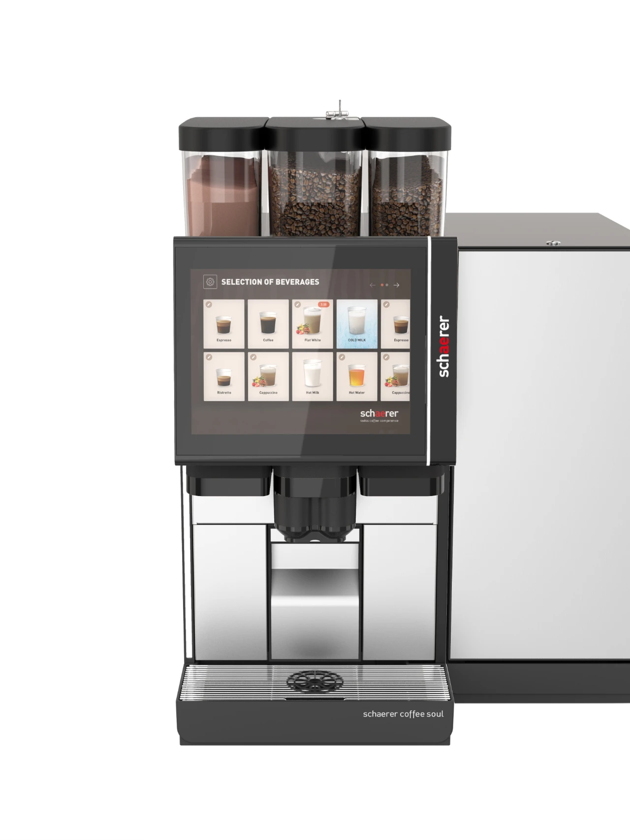 Schaerer-Coffee-Machines_Soul-12_Front-View_Black_Steel_Cooler.webp
